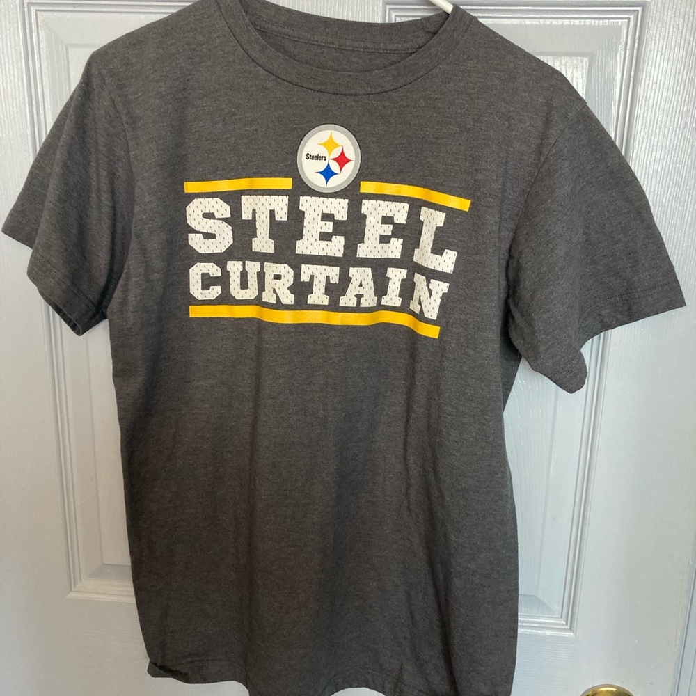 Steelers Steel Curtain Gray T-Shirt Size Medium